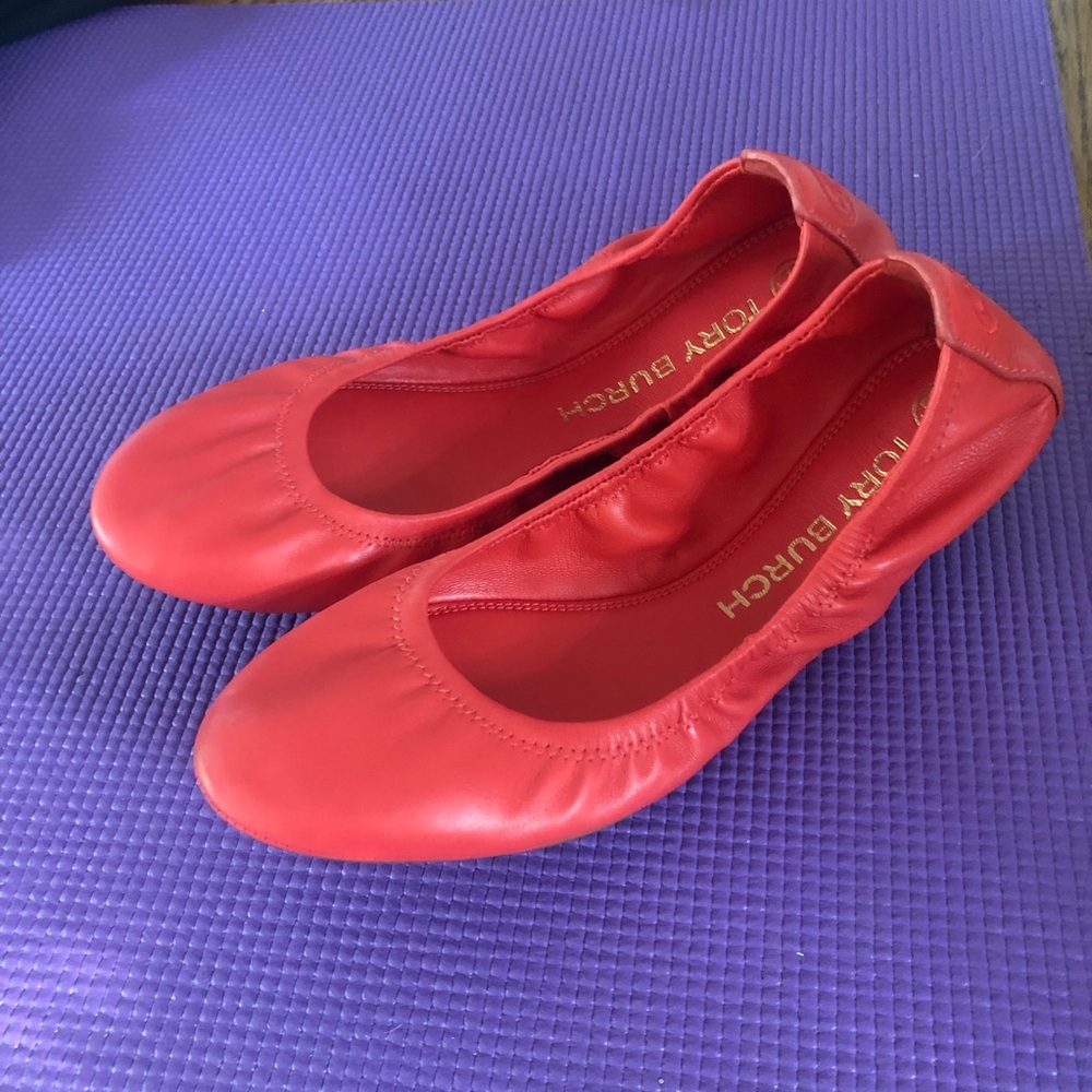 Tory Burch Red Edie flat size 8.5, worn once